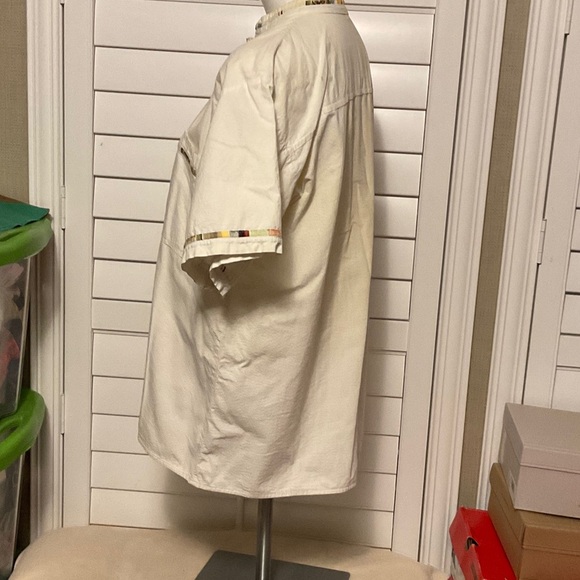 Women's Cream Button Down Shirt with Patterned Accents - Picture 5 of 6